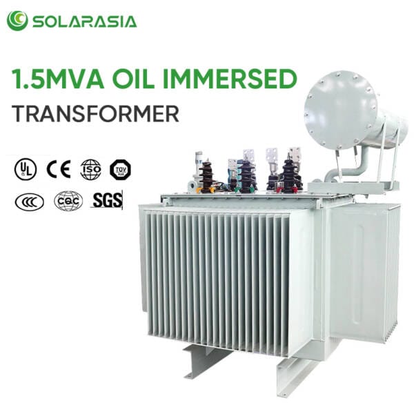 Collage of international quality and safety certificates and compliance marks (such as ISO, CE, IEC, UL) earned by our 1.5MVA oil immersed transformers.