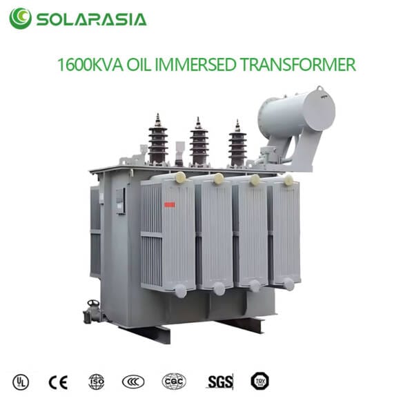 Logos of international quality and safety certifications for power transformers, such as ISO 9001, CE, and IEC compliance.
