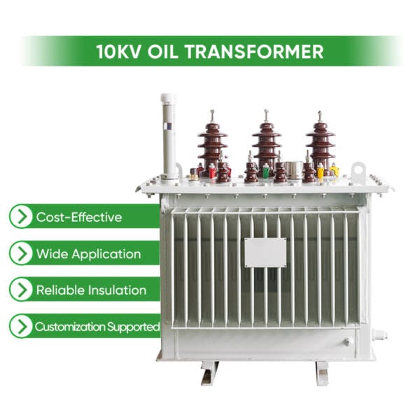 Icon or graphic highlighting the cost-effectiveness and energy efficiency of a 10kV oil transformer, featuring a money-saving symbol.