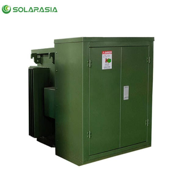 Front view of the 2500KVA American Box-Type Substation, showcasing its robust and compact design for reliable power distribution.