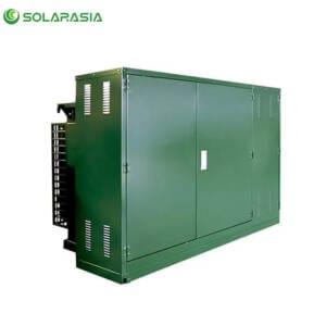 Primary display of a standalone 3000KVA American Type Substation unit, showing its compact and robust exterior design for outdoor installation.