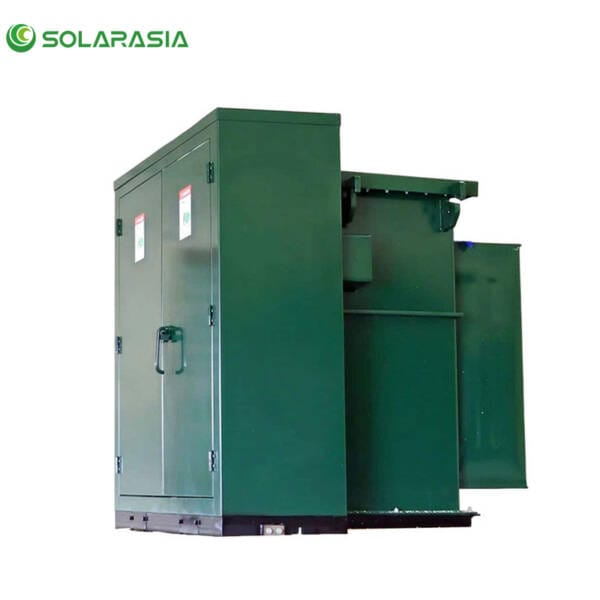 500KVA Pad Mounted Transformer open door view showing internal components and rugged enclosure.