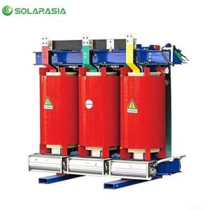 Front view of a standalone 1000KVA Dry Type Transformer unit, showcasing its robust enclosure and design for industrial power distribution.