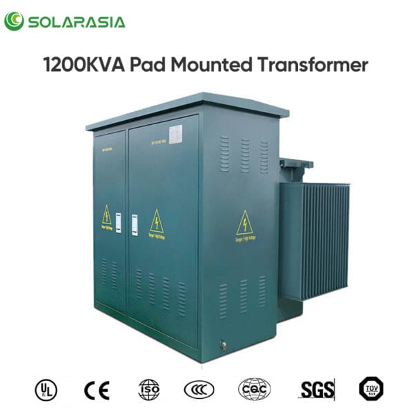Certification badges and standards compliance for the 1200KVA Pad Mounted Transformer.
