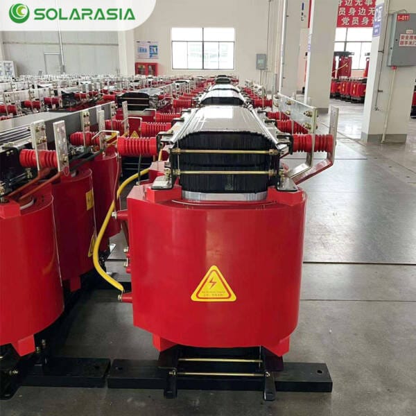 Side view of a 200KVA Dry Type Transformer showing its compact footprint and design.