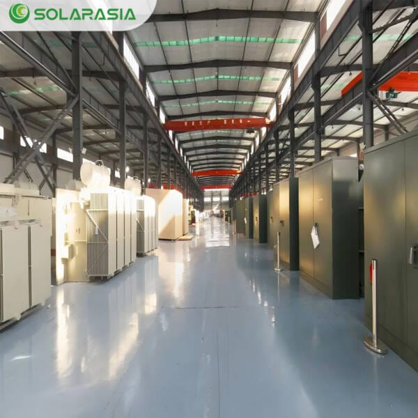 Several 3000KVA American Type Substation units deployed together, illustrating scalability for high-power demand applications.
