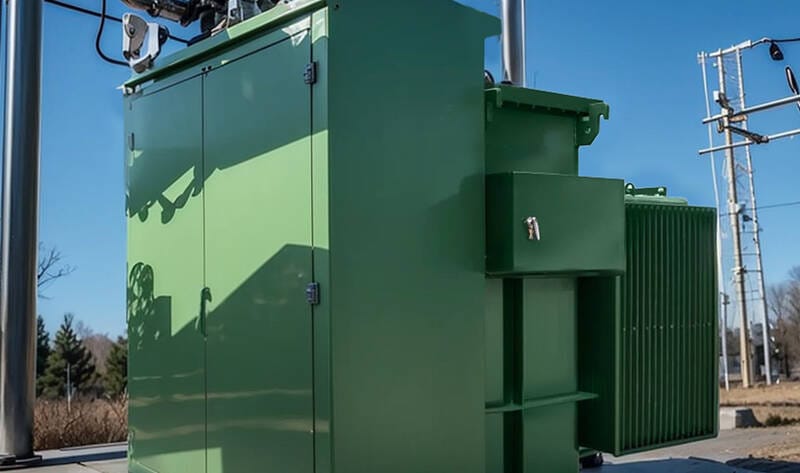 A 3750KVA Pad Mounted Transformer installed in a real-world industrial or utility environment, showing its scale and application.