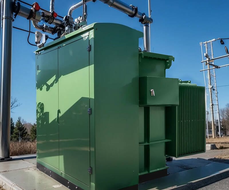 A 3750KVA Pad Mounted Transformer installed in a real-world industrial or utility environment, showing its scale and application.