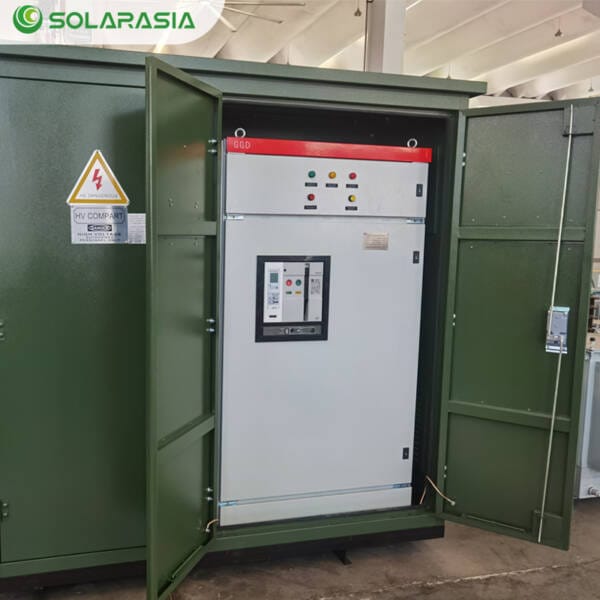 1000KVA Pad Mounted Transformer with door open to reveal internal layout and components.