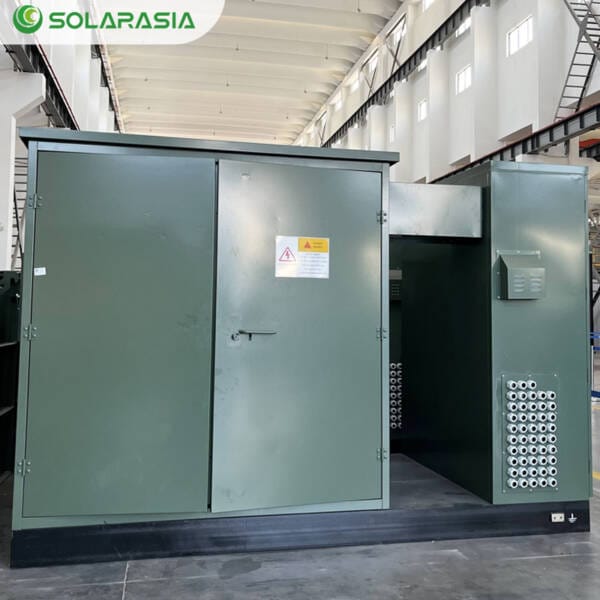 A single 3000KVA American Type Substation installed in a typical setting, emphasizing its practical application and space-saving design.