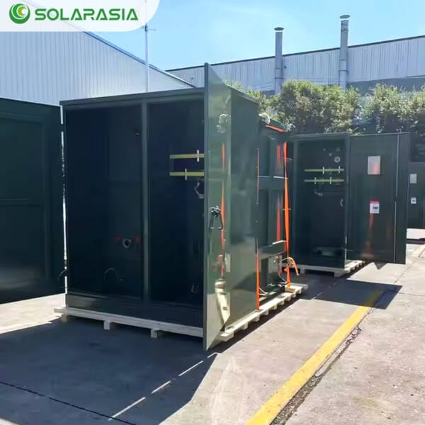 Multiple 500KVA Pad Mounted Transformers arranged in a row for large-scale applications.
