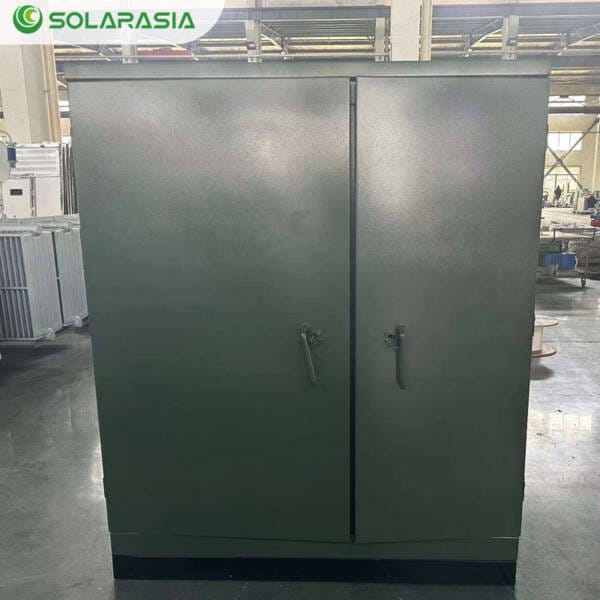 Clean front-facing image of a standalone 1000KVA Pad Mounted Transformer unit.