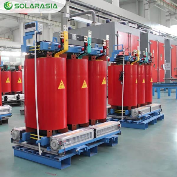 Multiple 400KVA Dry Type Transformers shown side-by-side, demonstrating consistent sizing and stackable design.