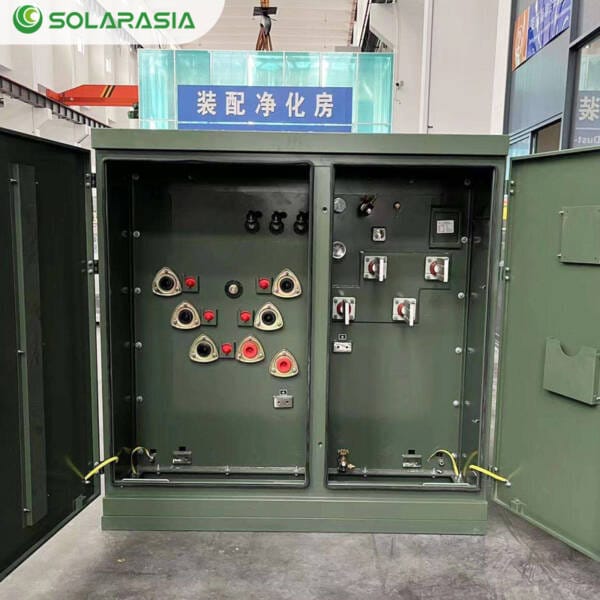 Open view inside a 3000KVA American Type Substation revealing the transformer, switchgear, and other critical internal components.