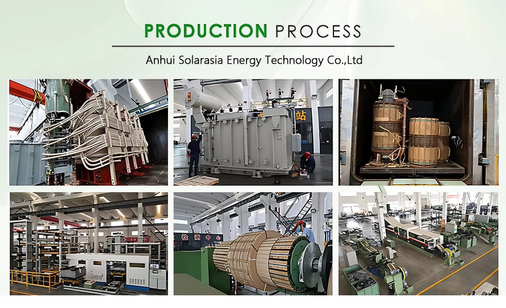 Image showcasing the advanced manufacturing and assembly process of a 1250KVA Dry Type Transformer on a modern production line.