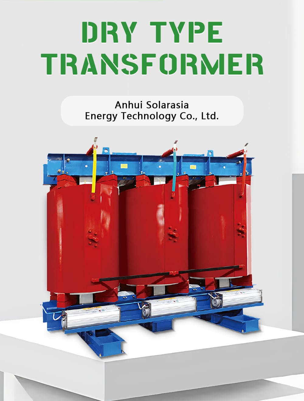 Professional photo of a standalone 500KVA Dry-Type Transformer unit, highlighting its robust and modern industrial design.