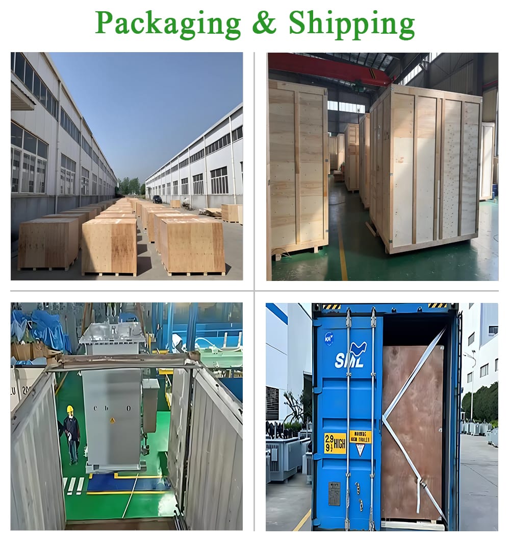 2000KVA American Box-Type Substation Transformer unit securely packaged and ready for shipping.