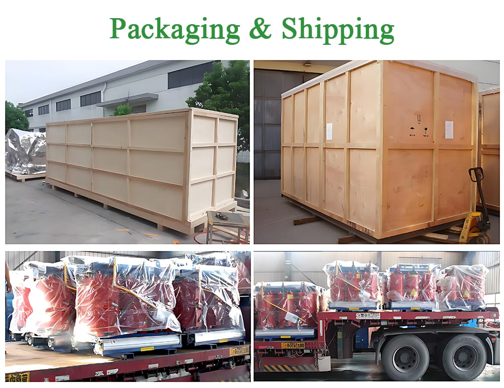 A 400KVA Dry Type Transformer securely crated and packaged on a wooden pallet for safe international shipping.