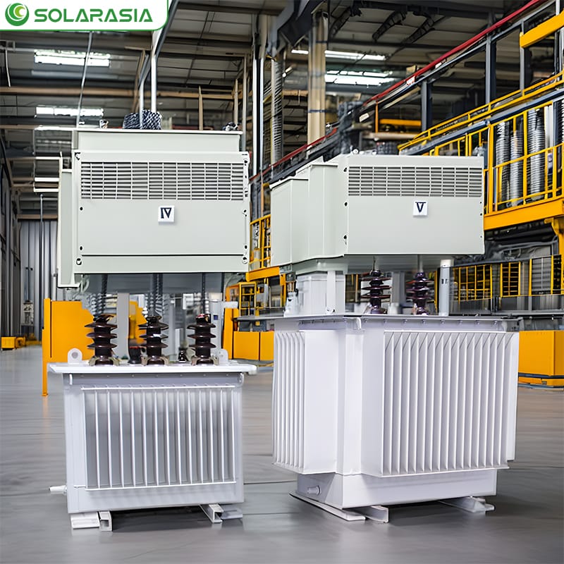 Inside view of the factory producing 50KVA oil immersed transformers