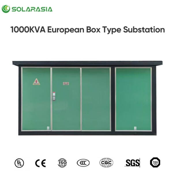 Official certifications and quality approvals held by our 1000KVA European Box Type Substation, including CE, ISO, and others.