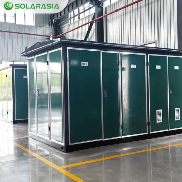 Factory view showing the strong steel structure and chassis of a 1600KVA European Box Type Substation.