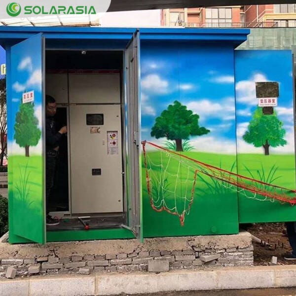 A 1000KVA European Box Type Substation operating reliably within an industrial park or manufacturing facility.