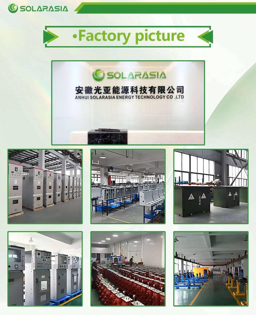 A collage of images inside our state-of-the-art factory where the 200KVA European Box Type Substation is manufactured, showing production lines and quality control.
