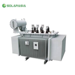 Main product view of the S22 Series oil immersed transformer showing its compact structure and oil-filled design.