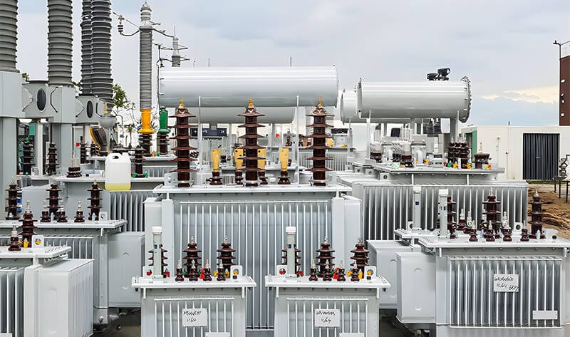 315KVA oil immersed transformer installed outdoors in a solar or industrial power plant environment.