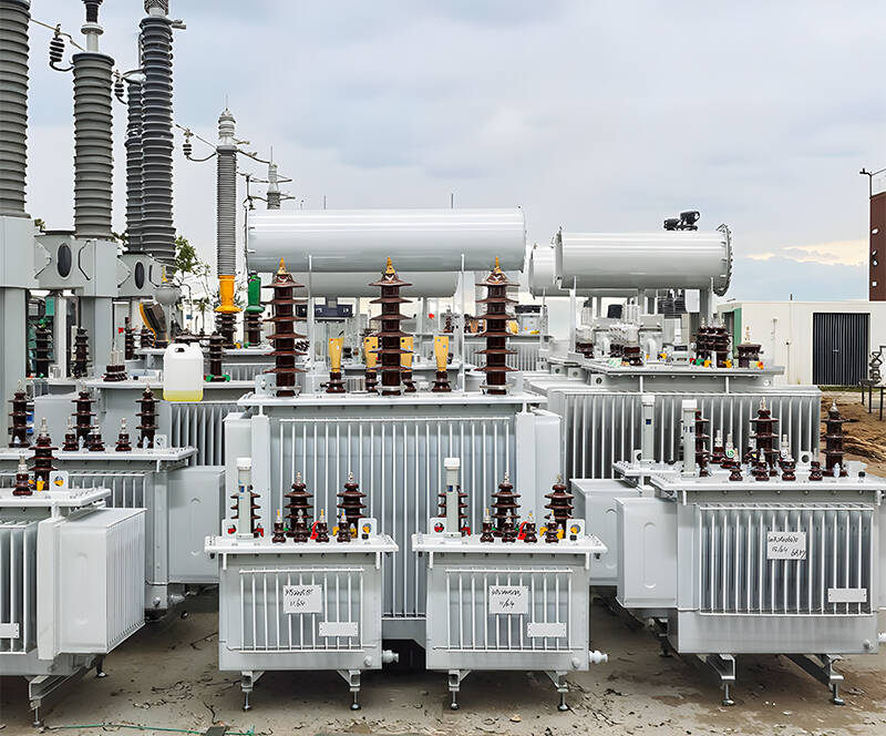 315KVA oil immersed transformer installed outdoors in a solar or industrial power plant environment.