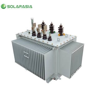 Main product display of a 315KVA oil immersed transformer used for industrial and commercial power distribution.