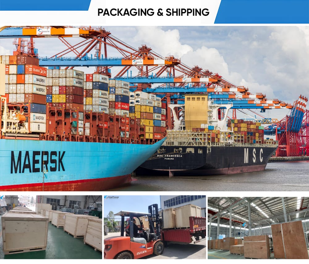 Packaging and transport process of SCB11 30KVA dry transformer including wooden crates, shock-proof protection, and container loading.