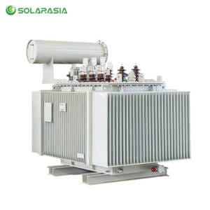 Front view of a 63kVA 35KV oil immersed transformer used for stable high-voltage power distribution.