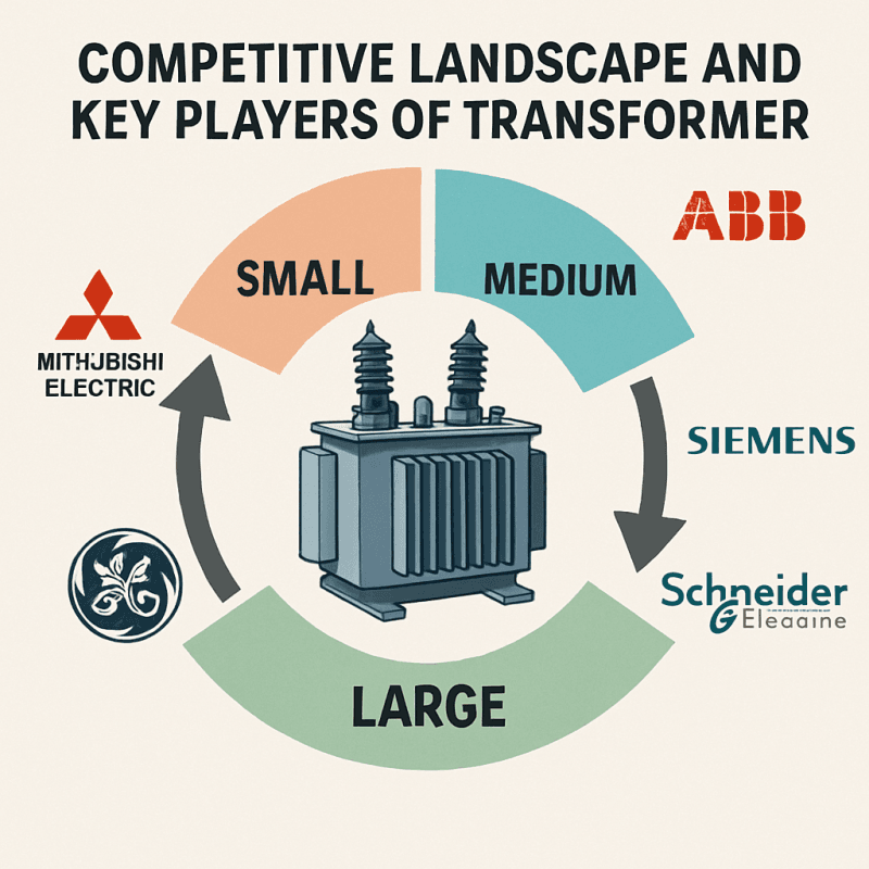 A logo mosaic or a positioning chart of leading global manufacturers like Siemens, Hitachi Energy, Schneider Electric, GE, and emerging regional champions.
