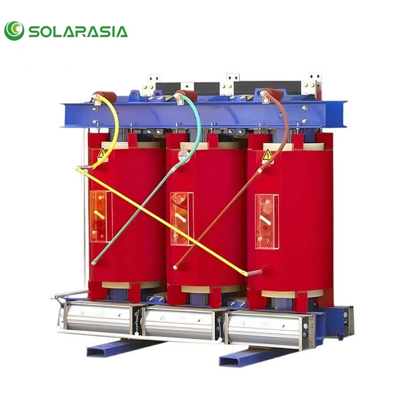 White background product image of SCB12 1000KVA dry type transformer designed for safe and efficient indoor power distribution