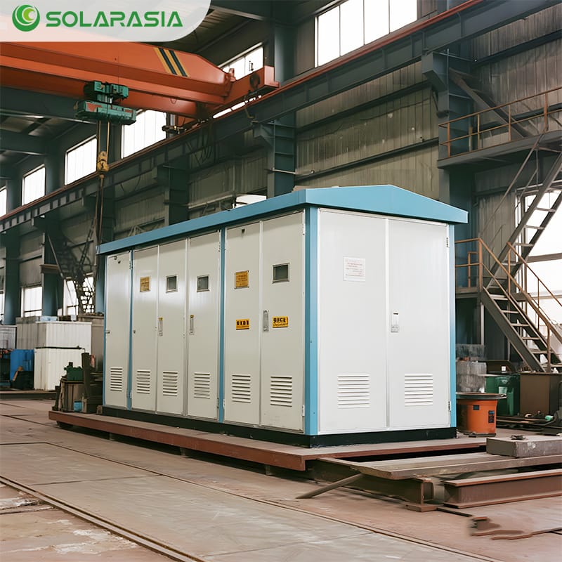 European Box Type Substation being assembled in a professional power equipment manufacturing factory