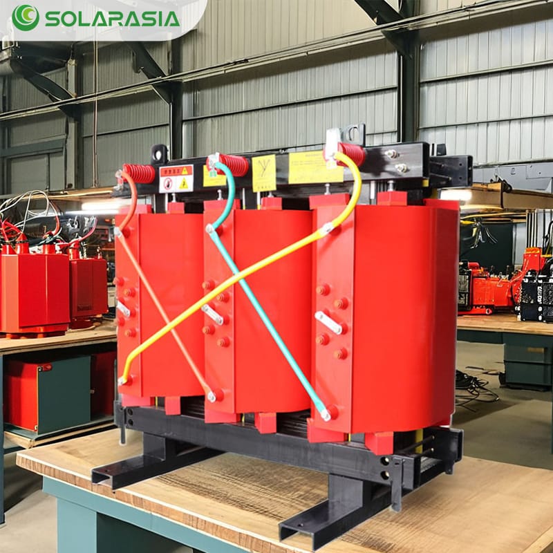 Electrical testing area for SCB12 1000KVA dry transformer before shipment