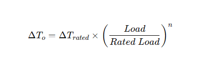 ONAN and ONAF oil transformer cooling methods top-oil temperature calculation example