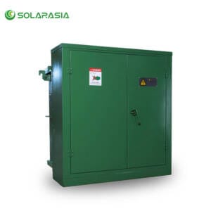 Front view of 1250KVA Pad Mounted Transformer Substation showing American style compact enclosure