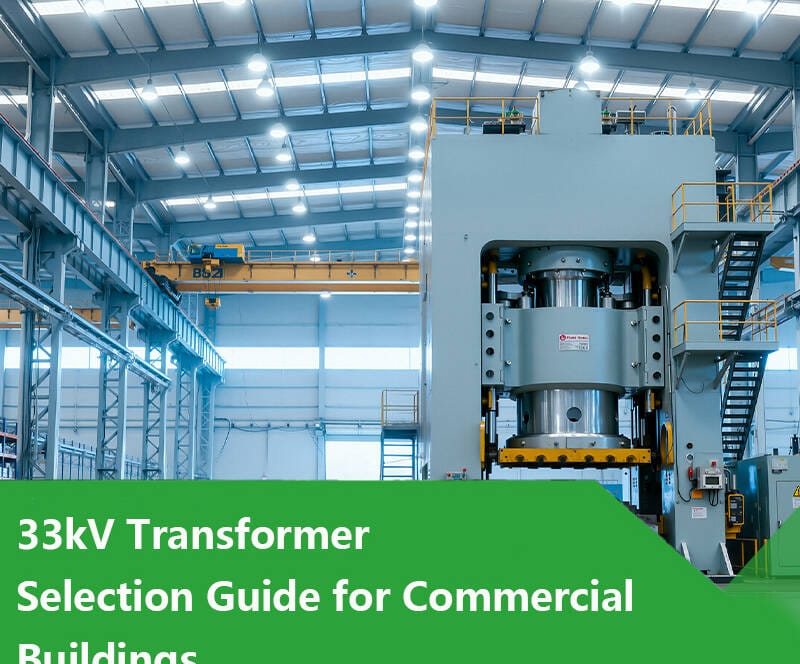 Front view of 33kV oil-immersed transformer installed in a commercial substation