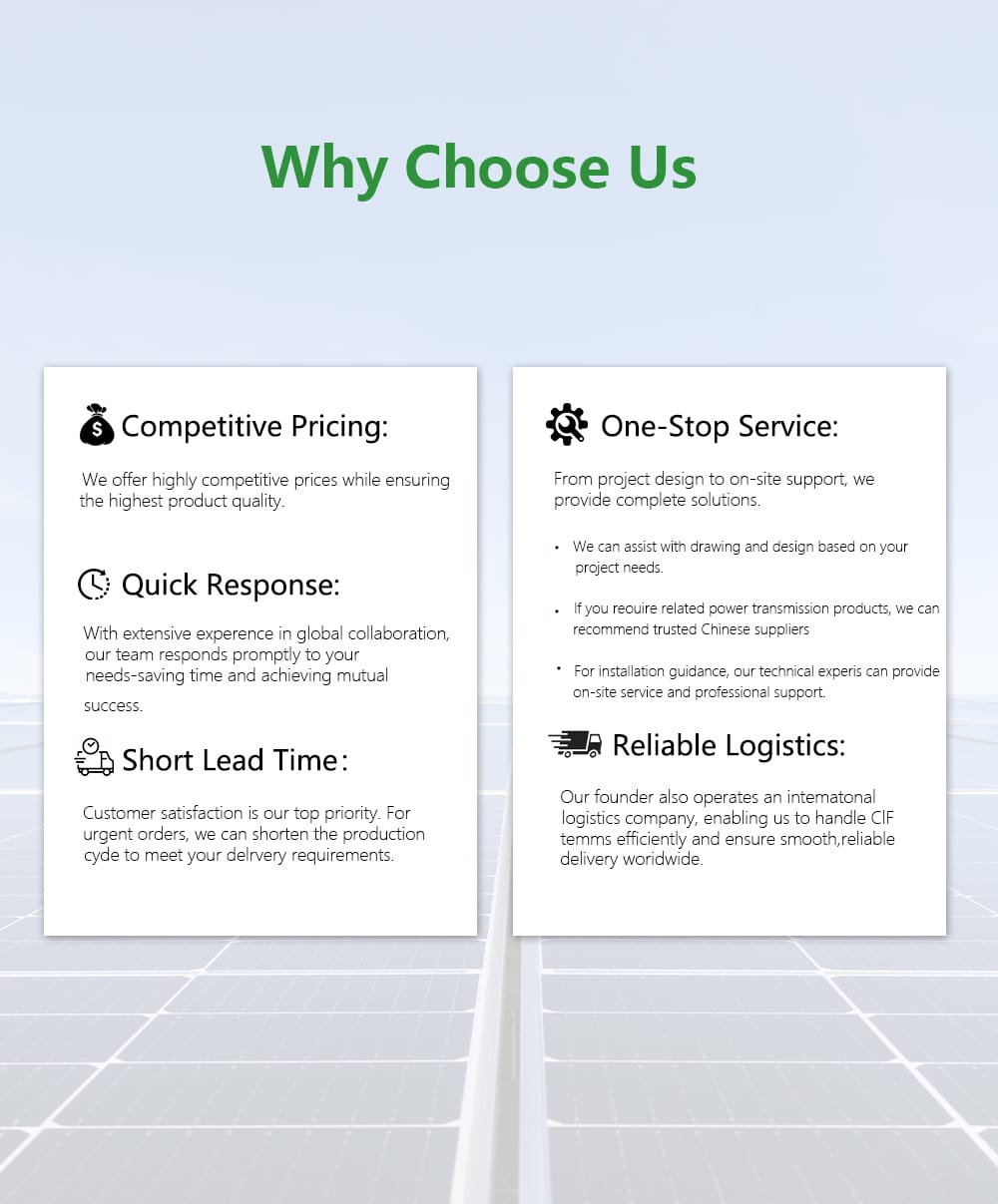 Infographic highlighting the competitive pricing, quick response, short lead time, one-stop service, and reliable logistics for 630KVA compact substation transformers.