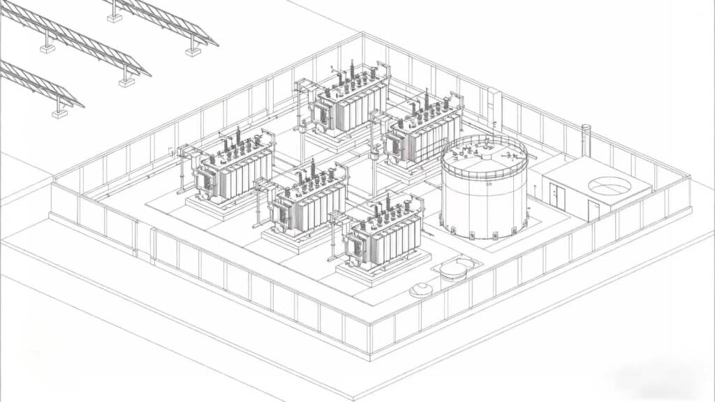 substation oil containment systems for transformers in solar farm projects