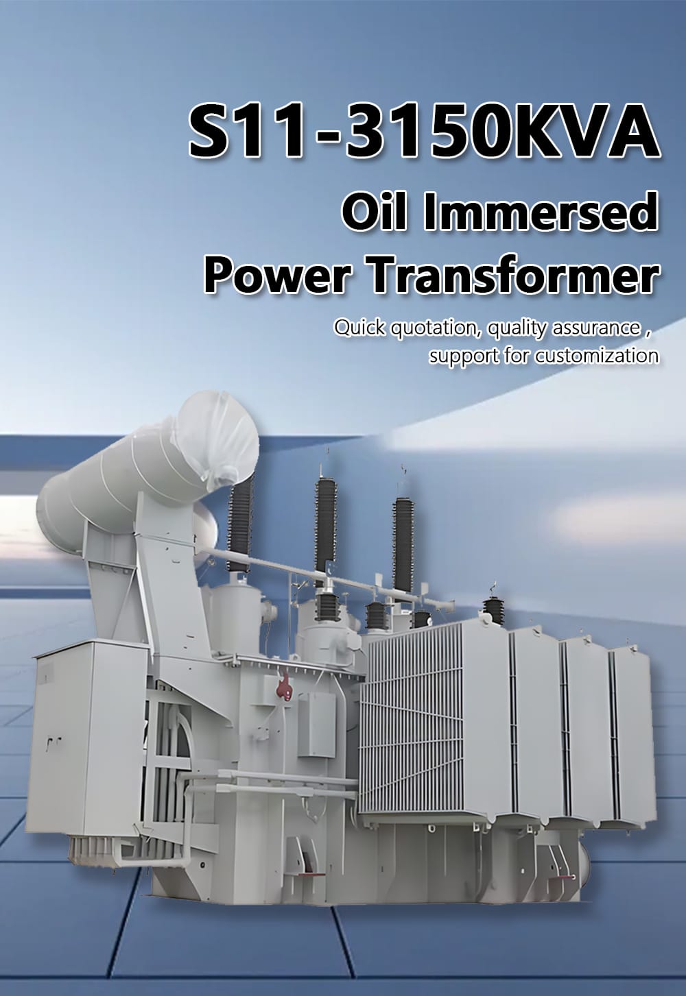 Three Phase 3150KVA oil immersed transformer with quick quotation, quality assurance and customization support from professional transformer supplier.