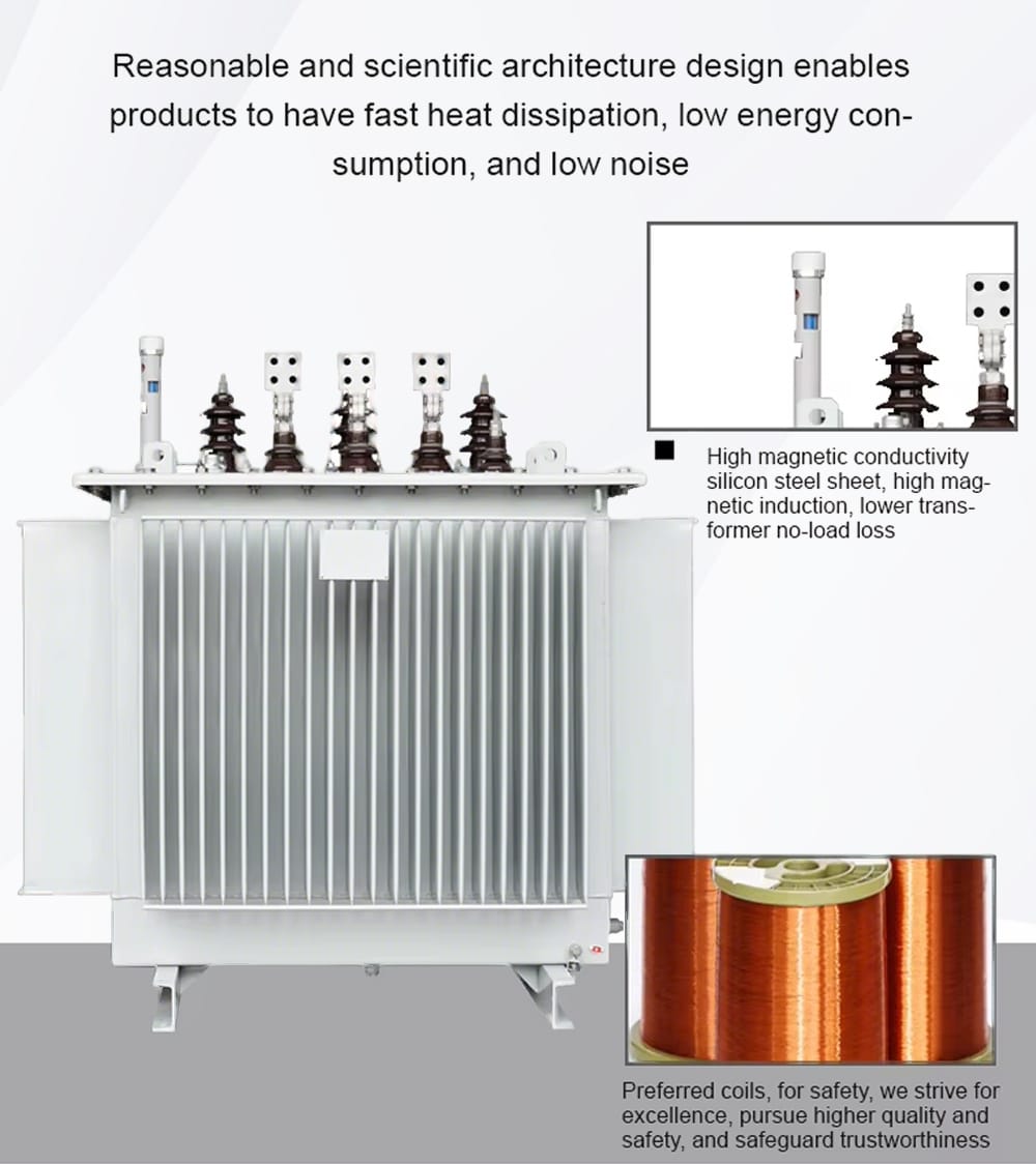 160KVA oil-immersed transformer internal architecture silicon steel core and coil structure detail