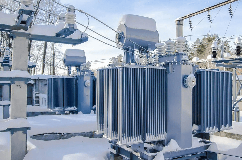 Photograph of a grounding transformer installed in an industrial substation