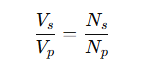 Diagram showing primary and secondary windings of a step up transformer