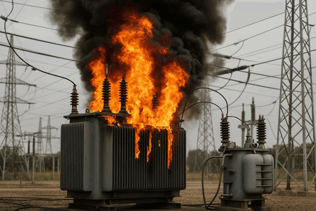 transformer explosion fire substation electrical failure