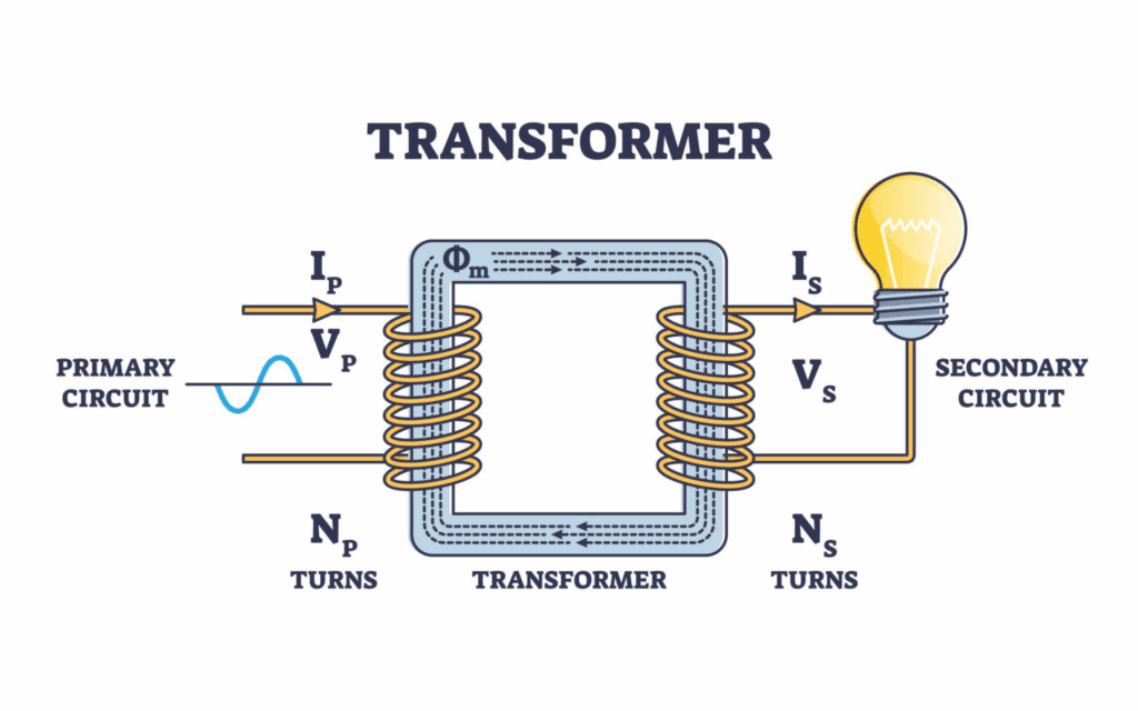 how transformer core works electromagnetic induction primary secondary winding diagram