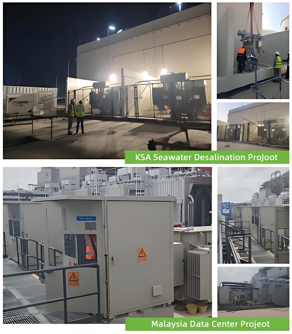 Power transformer installations for KSA seawater desalination project and Malaysia data center project