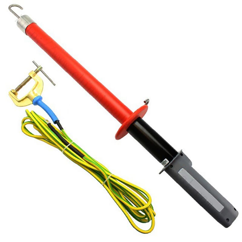 insulated transformer discharge rod and grounding cable used for safe transformer discharge